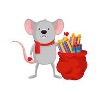 mouse and bag with gifts of merry christmas