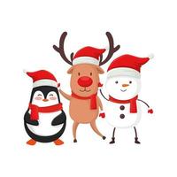 reindeer with characters of merry christmas vector