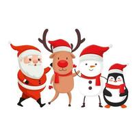 reindeer with characters of merry christmas vector