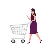beautiful woman with cart shopping isolated icon vector