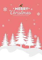 merry christmas poster with winter landscape vector