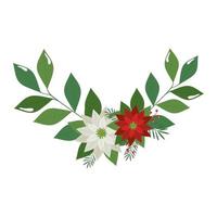 flowers christmas decorative with branches and leafs vector