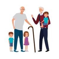 group of grandparents with grandchildren vector