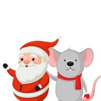 santa claus with mouse characters merry christmas vector