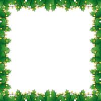 frame of leafs decoratives with lights christmas vector