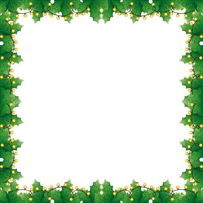 frame of leafs decoratives with lights christmas