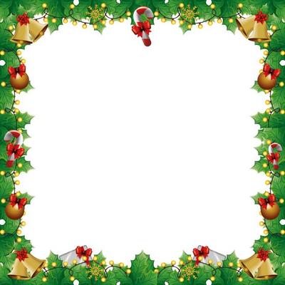 frame of leafs decoratives with lights christmas and decorations