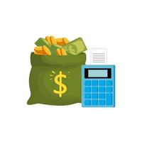 money bag with dataphone isolated icon vector