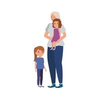 grandmother with granddaughters avatar character vector