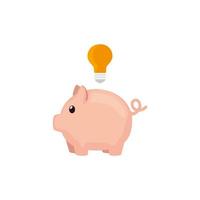 piggy bank with light bulb isolated icon vector