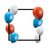 set balloons helium with square frame vector