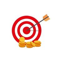 target with arrow and coins isolated icon vector