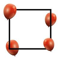 set of balloons helium red with square frame vector