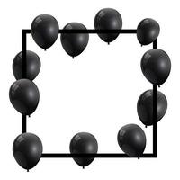 set of balloons helium black with square frame vector