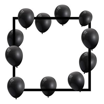 set of balloons helium black with square frame