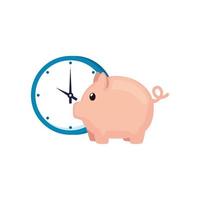 clock with piggy bank isolated icon vector