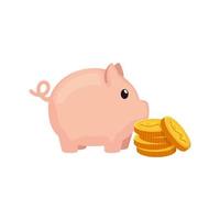 piggy bank with coins isolated icon vector
