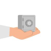 hand with strongbox isolated icon vector