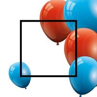 set balloons helium with square frame vector