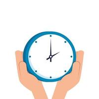 hands with clock wall time isolated icon vector