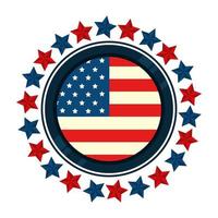 united states flag in frame circular with stars vector