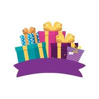 Isolated gifts with bowtie vector design