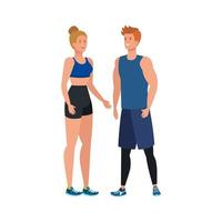 young couple athlete avatar character