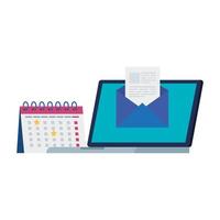 laptop computer with envelope and calendar vector