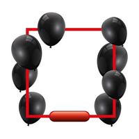 set of balloons helium black with square frame vector