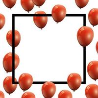 set of balloons helium red with square frame vector