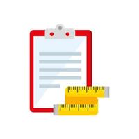 measuring tape and clipboard with paper document vector