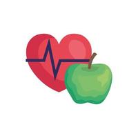 heart rate pulse with apple isolated icon vector