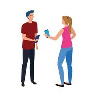 mujer y hombre con diseño de vector de teléfono inteligente