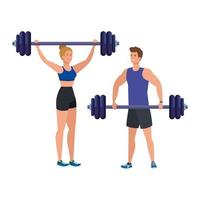 young couple athlete avatar character vector