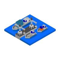 Isometric Port Illustrated On White Background vector