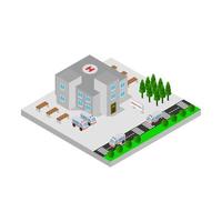 Isometric Hospital On White Background vector