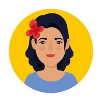 hermosa mujer en el marco circular avatar personaje vector