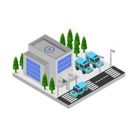 Isometric Hospital Illustrated On White Background vector