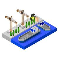 Isometric Port Illustrated On White Background vector