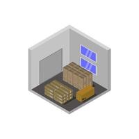 Isometric Warehouse Room On White Background vector