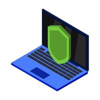 Isometric Safe Computer Illustrated On White Background vector