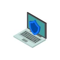 Isometric Safe Computer Illustrated On White Background vector