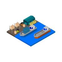 Isometric Port Illustrated On White Background vector