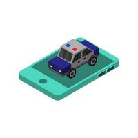 Isometric Police Car on a Phone vector