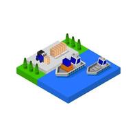 Isometric Port Illustrated On White Background vector