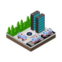 Isometric Hospital Illustrated On White Background vector