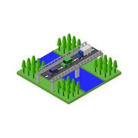 Isometric Bridge Illustrated On White Background vector