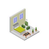 Isometric Hotel Room On White Background vector