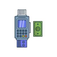 terminal pos ilustrado sobre fondo blanco vector