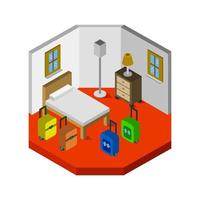 Isometric Hotel Room On White Background vector